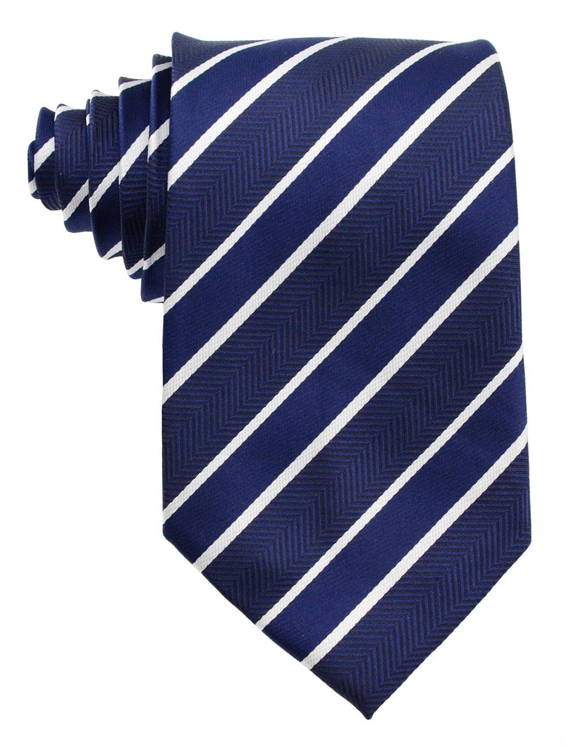Geotae Zerun New Classic Men's Striped Silk Tie Necktie (Striped Blue/White) - Image 2